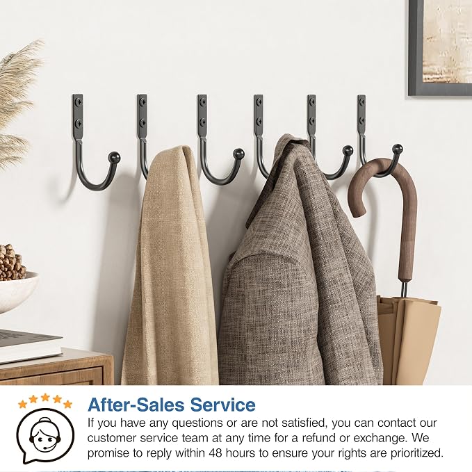 10 Pack Wall Hooks, Metal Hooks Wall Mount, Hold up to 45 Lbs | For Hanging Towel/Coat/Bag/Keys/Cups，Ideal for Bathroom, Outdoor, Closet, Kitchen, Garage