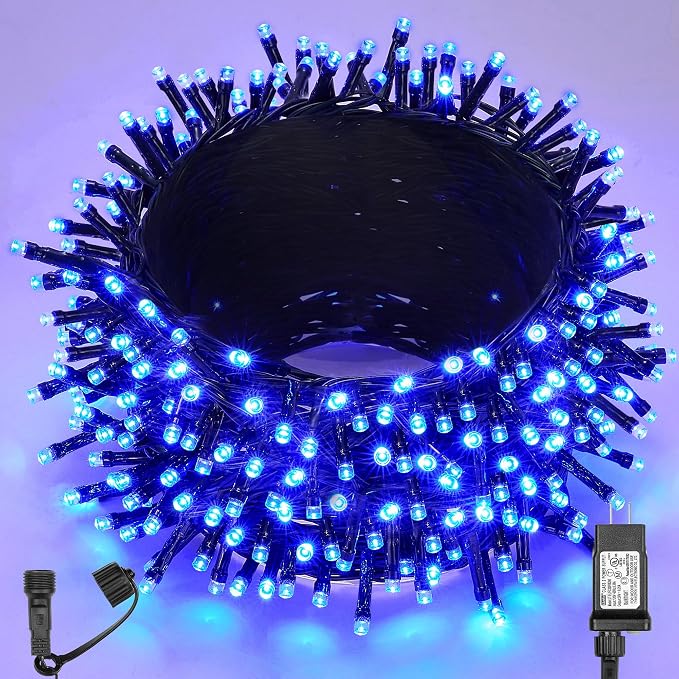 WBao Long Blue Christmas Lights Indoor Outdoor 500LED 174ft, Super Bright LED Christmas String Lights with UL Certified, 8 Light Modes, Timer, Memory & Waterproof for Trees, Patio, Xmas Party Decor