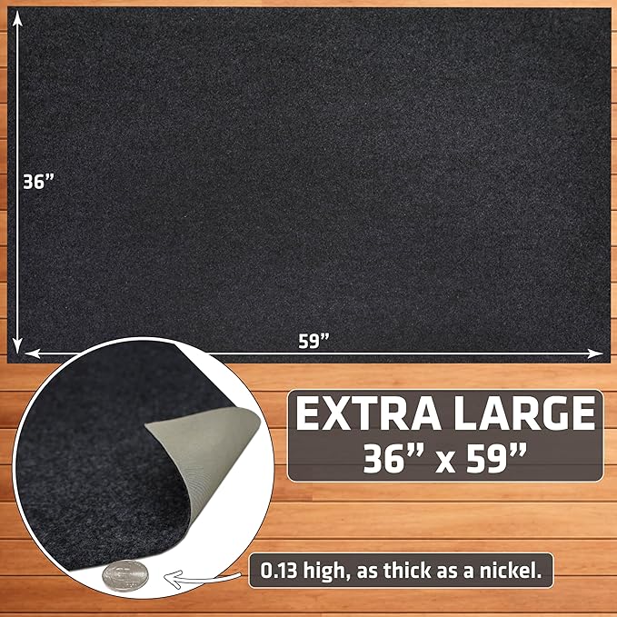 Drymate Under Grill & Griddle Mat, Absorbent, Waterproof, Easy To Clean, Reusable, Deck Protector for Outdoor Gas Grill, BBQ Floor Mat for Patio, Grease & Oil Trap Pad (USA Made) (Charcoal, 36" x 59")