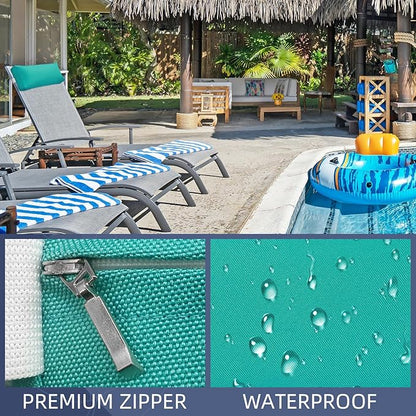 Chaise Lounge Head Pillow, 2 Pack Outdoor Patio Pillows with Adjustable Strap, Lounge Head Resting Pillow for Recliner Beach Pool Lounger Office Chair(Turquoise,Water Resistant)