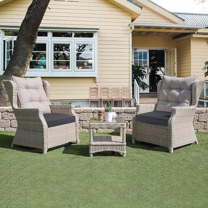 UNIKOME Outdoor Chair Cushions, Set of 4, 24"*24"*4", Water Resistant, Grey | High-Density Foam Patio Cushions with Ties, UV & Fade Resistant, Square Corner Seat Cushions for Outdoor Furniture
