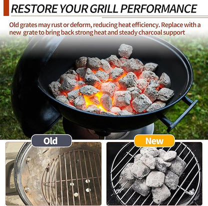 10.5" Charcoal Grate for Weber Charcoal Grills, Round Charcoal Grate for 14'' Weber Smokey Joe Silver&Gold Tuck-n-Carry, Heavy-Duty Steel 7439 Grill Grate for Weber Grill Parts