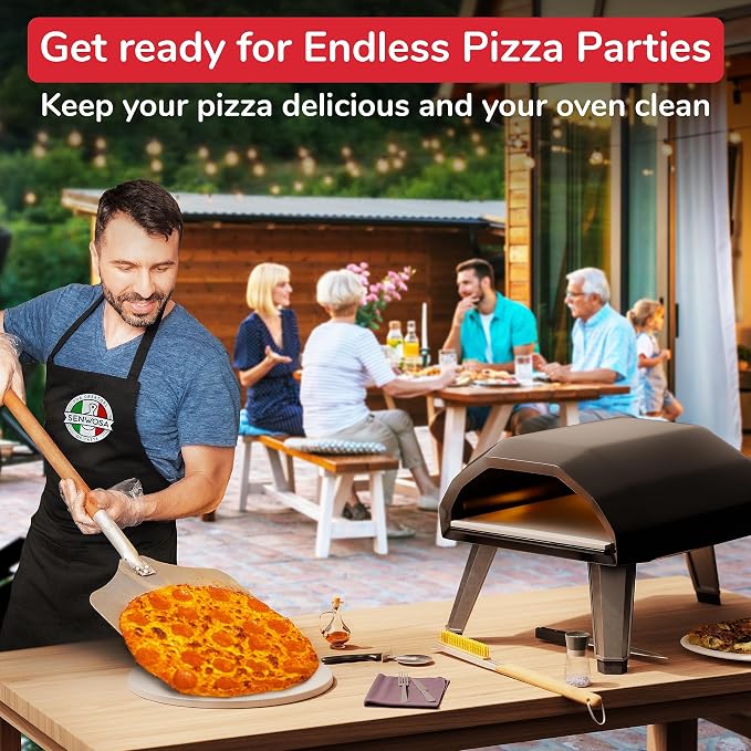 Senwosa Premium Pizza Oven Accessories Kit - 6-Piece Set for Home Pizza Making: Includes Pizza Peel, Oven Brush, Bubble Popper Turner, Rocker Cutter, Dough Roller & Scraper