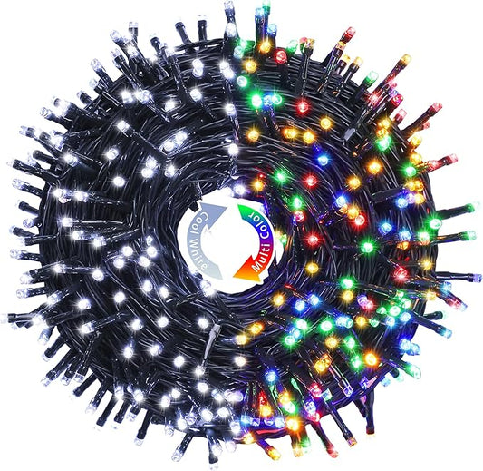 JMEXSUSS 250 LED White to Multicolor Christmas String Lights Indoor Outdoor Waterproof for Garden Patio Party Halloween Christmas Decorations