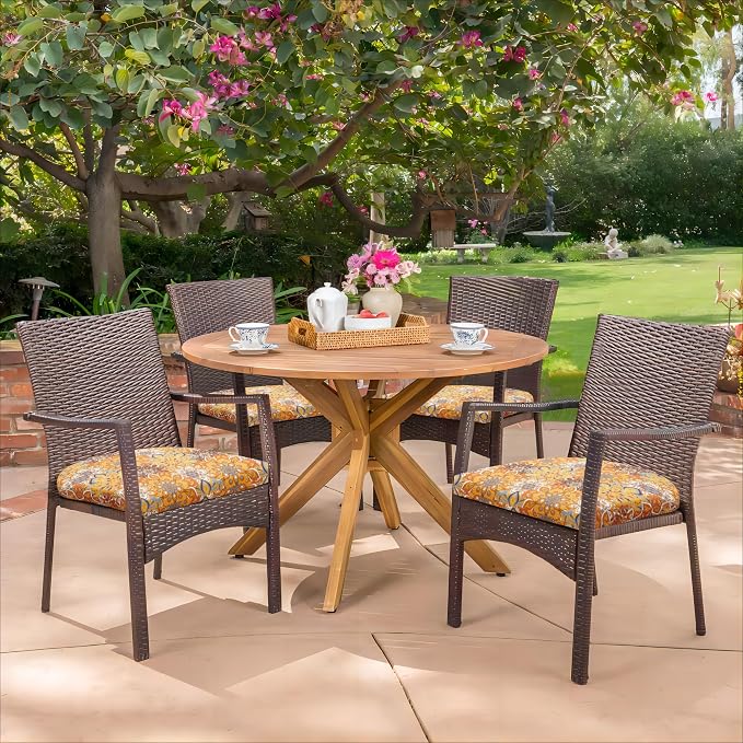 HARBOREST Outdoor Chair Cushions Set of 4, Water Resistant Patio Chair Cushions with Ties, Outdoor Seat Cushions for Patio Furniture, 17"x16"x2", Blooming