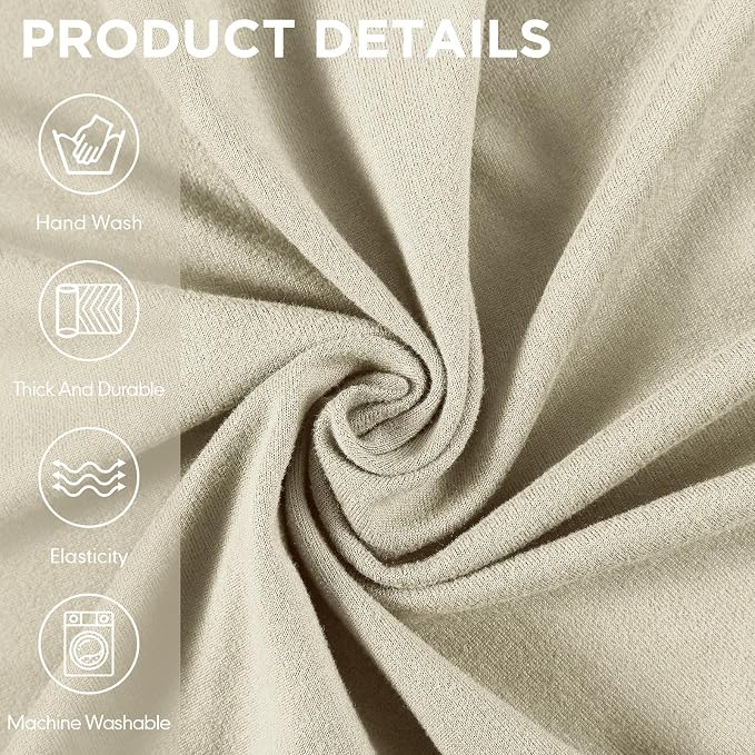 Peryiter 3 Pcs Couch and Loveseat Sofa Covers,Beige,Milk Silk | Armchair Covers for Living Room, Sofa Cushion Slipcover, Furniture Protector, Polyester and Spandex, Washable