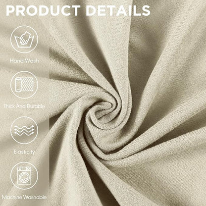 Peryiter 3 Pcs Couch and Loveseat Sofa Covers,Beige,Milk Silk | Armchair Covers for Living Room, Sofa Cushion Slipcover, Furniture Protector, Polyester and Spandex, Washable