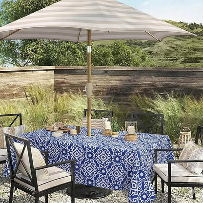 EHouseHome Outdoor Indoor 60x84 inch Rectangle Tablecloth with Umbrella Hole and Zipper, Waterproof Patio Table Cloths, Spring/Summer Table Covers for Backyard Circular Table/BBQs/Picnic