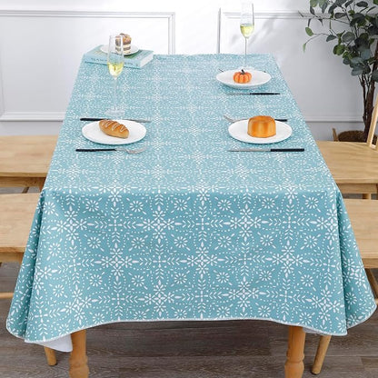 Walrus Heavy Duty Vinyl Tablecloth with Flannel Backing Waterproof Oil-Proof Plastic Table Cloth Stain-Resistant Wipeable Table Cover for Indoor and Outdoor (Perforated Floral,60x84 Inch)