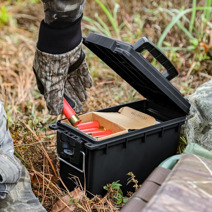 Sheffield Ammo Box Made in USA, Stackable Lockable Ammo Storage Box, Black | Lockable Storage Box, Water and Dust Resistant Dry Box, Secures Hunting Gear, Gun Accessories, Supplies, and Bullets