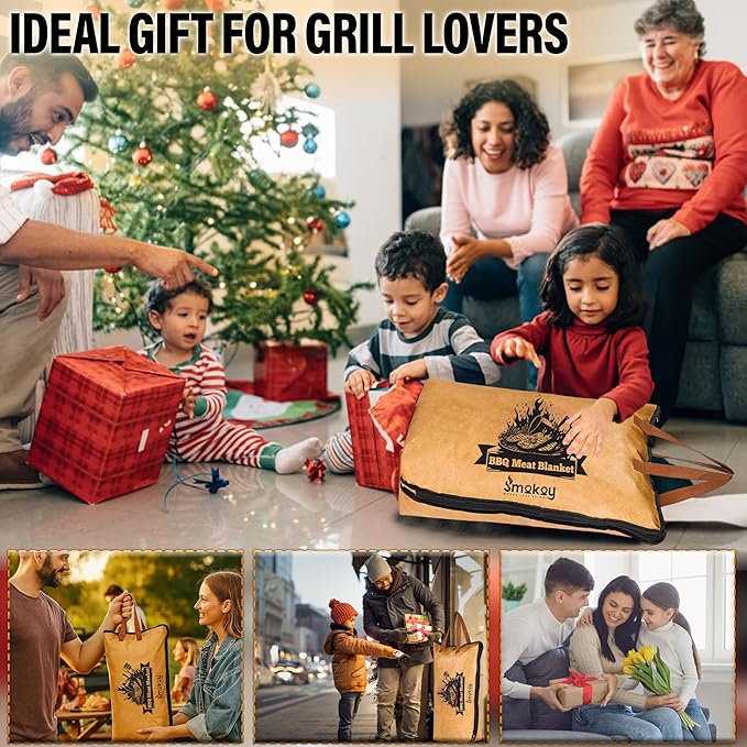21in BBQ Blanket for Resting Meat 5 Layer Insulated Brisket Resting Bag with Wide Mouth, Keeps Meat Juicy & Hot Smoker, Air Fryer, Kitchen Accessories for Camping & Picnic for Dad