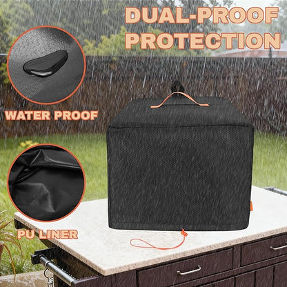 CROTIRAD Waterproof Dust Cover for Ninja Pizza Oven OO100 Series, Accessories for Ninja Woodfire Outdoor Pizza Oven with Drawstrings, UV-Resistant, Elastic Band, Hang Strap, Black