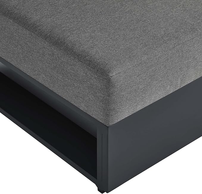 Modway Tahoe Aluminum Armless Patio Gray Charcoal Modular Weather-Resistant Cushions-Perfect as Club Outdoor Lounge Chair