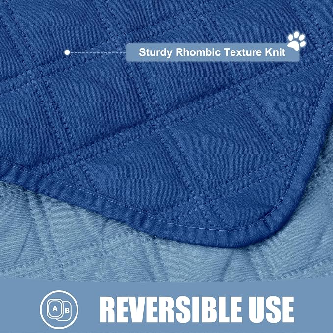 Smiry Waterproof Reversible Dog Bed Cover Pet Blanket | Pet Friendly, Soft Fabric, Washable Dog Blanket for Furniture Bed Couch Sofa, Checkered (82"x82", Navy/Blue)