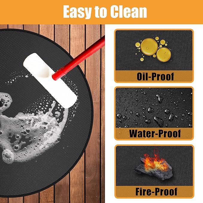 Round Fire Pit Mats for Under Fire Pit Compatible with Solo Stove Bonfire Accessories Compatible with Solo Stove, 3-Layer Easy to Clean Grill Mats for Outdoor Grill to Protect The Deck, Patio, 47in