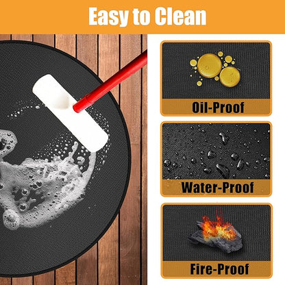 Round Fire Pit Mats for Under Fire Pit Compatible with Solo Stove Bonfire Accessories Compatible with Solo Stove, 3-Layer Easy to Clean Grill Mats for Outdoor Grill to Protect The Deck, Patio, 47in