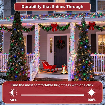 300LED 75FT Christmas Lights Indoor, LED Christmas Tree Decoration Lights with 12 Modes & Timer Memory, Dimmable Plug In Waterproof LED Xmas Light for Yard Trees Wedding Party Holiday Multicolor