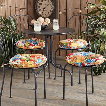 Greendale Home Fashions Aloha Crimson Outdoor 15-inch Bistro Seat Cushion, Set of 4
