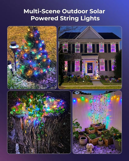Solar String Lights for Outside, 33Ft 100 LED Solar Fairy Lights Multicolor | IP65 Waterproof Solar Twinkle Lights Outdoor & Indoor, Patio Lights for Tree Garden Christmas Party Wedding Decoration