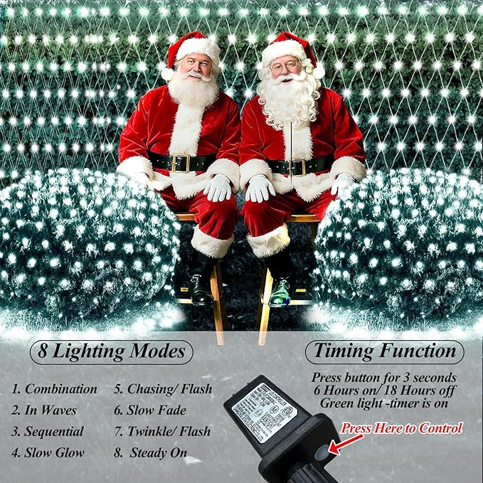 Lovelite 10ft x 10ft Net Lights, 280LED Gazebo Lights Outdoor 8 Modes Timer, Waterproof Connectable Christmas Light Clear Wire Large Size for Bushes Patio Pergolas Garden Holiday Party - Cool White