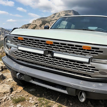 Front LED Grill Lights Compatible with Ford Bronco Accessories 2021 2022 2023 2024 2/4 Doors, Amber