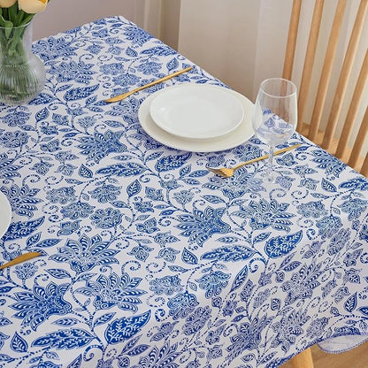 LIBERECOO Heavy Duty Vinyl Tablecloth with Flannel Backing Waterproof Oil-Proof Plastic Table Cloth Stain-Resistant Wipeable Rectangle or Square Table Cover for Indoor and Outdoor 60 x 102 Inch