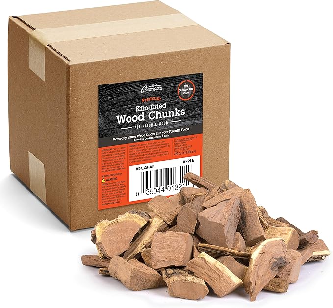 Camerons All Natural Apple Wood Chunks for Smoking - 420 Cu. in. Box, Approximately 5 Pounds - Kiln Dried Large Cut BBQ Wood Chips for Smoker -Barbecue Chunks for Smoked Meat - Grilling Gifts for Men