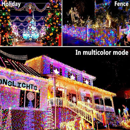 KNONEW 403ft 1000 LED Christmas Lights Color Changing String Lights Outdoor with 11 Modes for Xmas Tree Trunk Yard Porch Outdoor Wedding Party Decorations (Warm White to Multicolor)