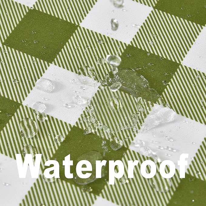 Waterproof Plaid Tablecloth Fabric - Round 50 Inch Classic Gingham Checker Table Cloth for Indoor/Outdoor Use - Buffalo Table Cover for Picnics, BBQs, and Parties