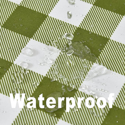 Waterproof Plaid Tablecloth Fabric - Round 50 Inch Classic Gingham Checker Table Cloth for Indoor/Outdoor Use - Buffalo Table Cover for Picnics, BBQs, and Parties