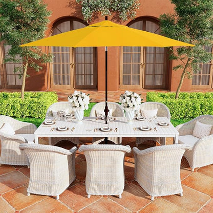 California Umbrella 11Ft Premium Patio Umbrella, Hand-Crank, Tilt-Collar, Bronze Frame, Solution Dyed Lemon Fabric