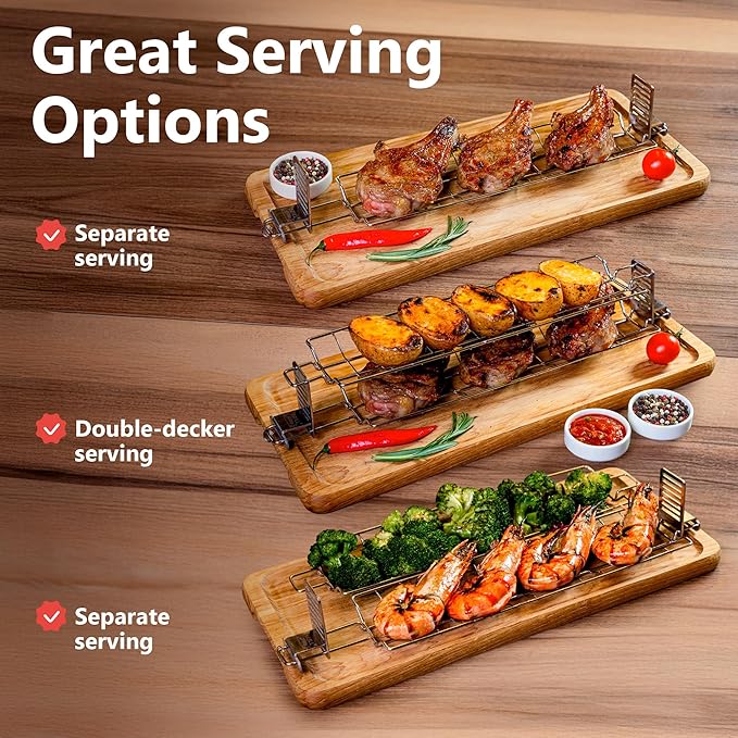 Grill Basket Set (3 Pack) – Adjustable Stainless Steel Grilling Baskets with Rotating Handle – Fish, Vegetable & Meat Grill Basket for Charcoal & Gas BBQ – Gift for Men & Dad