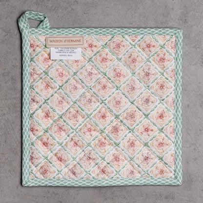 Maison d' Hermine Pot Holders 100% Cotton Heat Resistant Potholders 8" x 8" Hot Pads with Loop BBQ Cooking Baking Hotel Farmhouse Kitchen Handling Hot Pans Spring Summer (Pack of 2, Easter Dew)