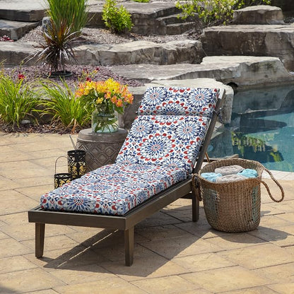 Arden Outdoor Chaise Cushion, 22 x 77, Rain-Proof, Fade Resistant Clark Blue | Lounge Cushion, Rain-Proof, Fade Resistant, Mold and Mildew Resistant