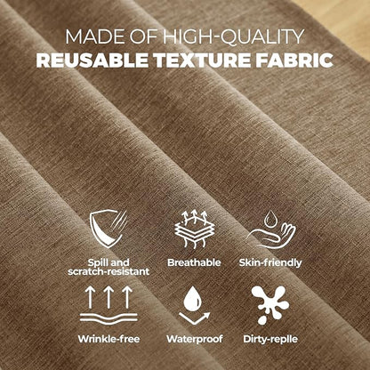 Decorelia Faux Linen Tablecloth for Dining Room, 60 x 104 Inch (8-10 Seats), Coffee