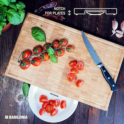 XXL Bamboo Cutting Board, 24 x 15 Inch (ExtraThick 1.7") Hardwood Professional Butcher Block, Charcuterie Board. End Grain Non Toxic Wood Chopping Board (Oil & Plate Included)