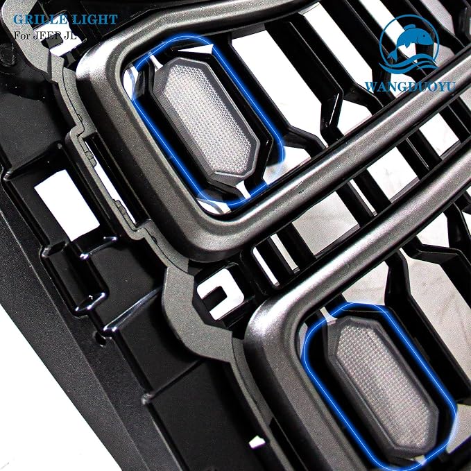 Grille LED Light Compatible with 2024-2025 Jeep Wrangler JL, Multi-Color Grille Light APP Control For Car Shows or Night Driving (7 Pcs Base trim) | Multi-Color Grille Light APP Control,7 Pcs Base Trim