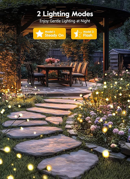 Brightown 4 Pack Solar Garden Lights, 48 LED Firefly Lights, 2 Lighting Modes, Wind Sway IP65 Waterproof Outdoor Lights for Garden Yard Pathway Decor, Warm White