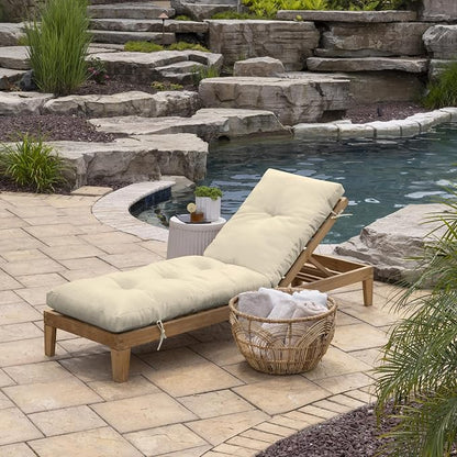Arden Outdoor Plush Modern Tufted Chaise Cushion, 76 x 22, Rain-Proof, Fade Resistant, Tufted Cushion for Chaise Lounger Tan Leala | Plush Comfort, Modern Tuft, Lounge Cushion, Rain-Proof, Fade Resistant, Mold and Mildew Resistant