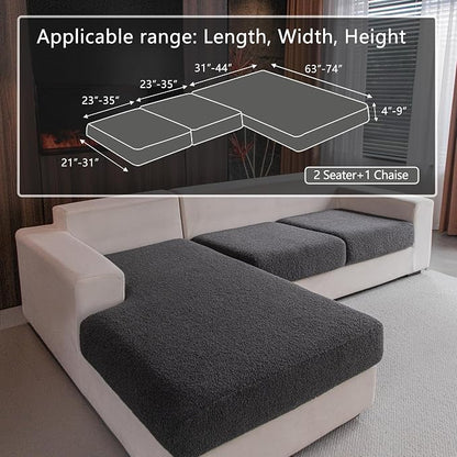 OHSIO Couch Cushion Covers for Sectional Sofa, Stretch Soft Sofa Slipcovers Washable Wear-Resistant Universal Furniture Protector for Living Room(2 Seaters Covers+1 Chaise Cover, Dark Gray)