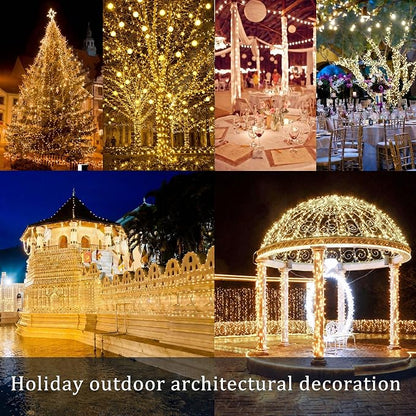 4 Pack Solar Powered Copper Wire String Lights Outdoor, Total 400LED Waterproof 8 Modes Fairy Lights for Garden, Patio, Party, Yard, Christmas (Warm White)