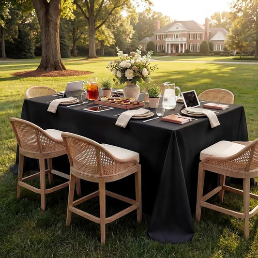 Softalker Rectangle Tablecloth, Waterproof Table Cloths Wrinkle Free Fabric Washable Polyester Table Cover for Dining Tables Party Outdoor Camping Parties Buffet Wedding - 90 x 156 inch, Black