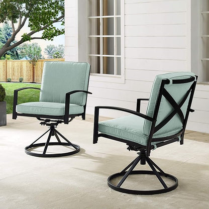 Crosley Furniture Kaplan 2-Piece Swivel Outdoor Chair Set, Dining Patio Chairs for Deck, Backyard, Oiled Bronze with Mist Cushions