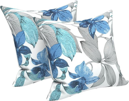 LVTXIII 2 Pack Outdoor Throw Pillow Covers for Patio Furniture, 16x16 Inch Square Pillow Case, Water-Repellent Cushion Covers for Garden, Porch, Sofa, Clemens Noir Blue