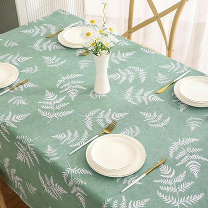 Heavy Duty Vinyl Tablecloth with Flannel Backing Waterproof Oil-Proof Plastic Table Cloth Stain-Resistant Wipeable Rectangle or Square Table Cover for Indoor and Outdoor (Mint Leaf, 54X54 Inch)