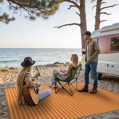 GENIMO Outdoor Rug, Waterproof Plastic Rugs for Patio, 6'x9' Orange | Outside Larger Modern Carpet Mat for Porch Decor, Deck, Balcony, Camping, RV, Backyard, Picnic, Beach, Reversible, Foldable