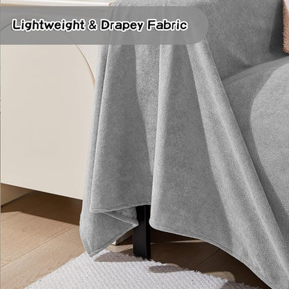 MEETSKY Couch Cover for 3 Cushion Sofa,Cat Scratch Proof Couch Protector Washable Sofa Covers Sectional Couch Covers for Dogs Soft L Shape Sofa Slipcover for Pets Kids, 91" x134”,Light Grey