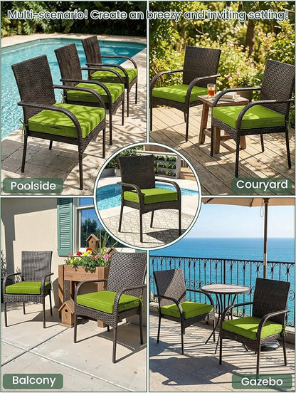 Outdoor Chair Cushion 24 x 24 x 5 Inches Patio Furniture Outdoor Waterproof Seat Cushion, Patio Chair Cushion with Handles and Ties, Square Dining Chair Cushion Set of 2, Grass Green