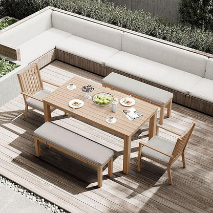 FansaFurn Outdoor Patio Bench, Metal Aluminum Outdoor Bench with Waterproof Cushions, Outdoor Patio Furniture Seating for Porch, Balcony, Deck, Backyard, Brown