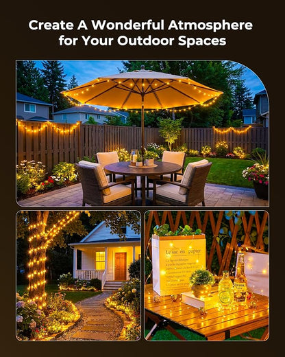 Solar String Lights, 6 Packs Total 198Ft 600 LED Fairy Lights Warm White | IP65 Waterproof Twinkle Lights with 8 Modes, Patio Lights for Tree Outside Patio Yard Party Wedding Christmas Decoration